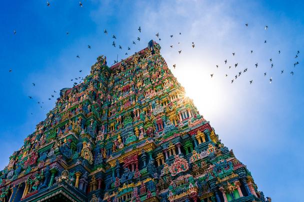 Μίνακσι ινδουιστικό ναό στο Μαντουράι, Ταμίλ Ναντού, Ινδία - Φωτογραφία, εικόνα