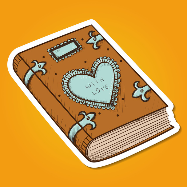 Book with decorative heart. - Vector, Image