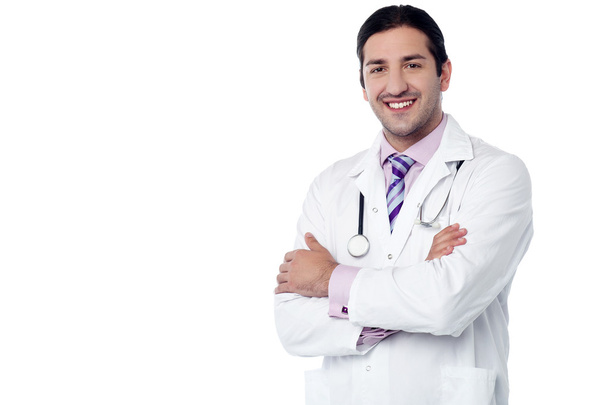 Smiling male doctor with stethoscope - Zdjęcie, obraz