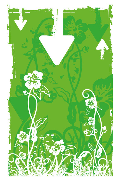 weißes Laub auf grünem Grunge-Hintergrund - Vektor, Bild
