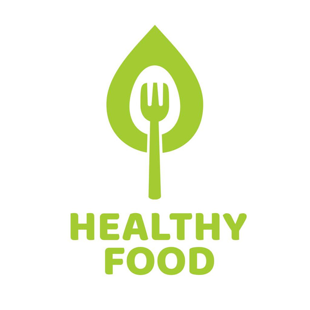 green leaf spoon fork healthy food logo concept design illustration - Διάνυσμα, εικόνα