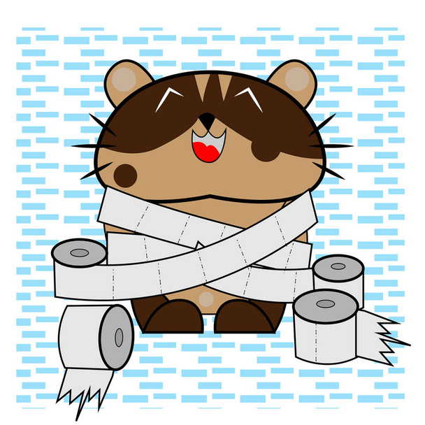 Смешной кошачий пластырь с туалетной бумагой - Вектор,изображение