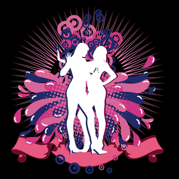 Мода тема с девушками силуэт
 - Вектор,изображение