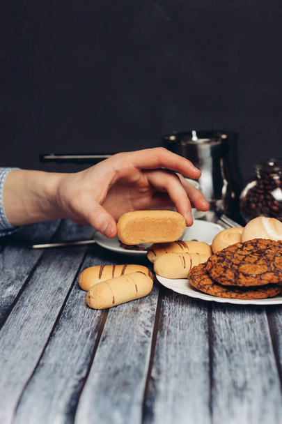 cookies sweets on a plate candy tea party breakfast snack - 写真・画像