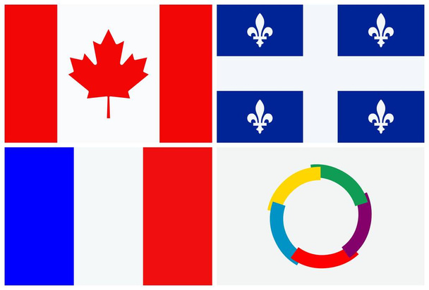 Vlaggen van Franstalige landen - Vector, afbeelding