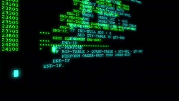 4K - Κώδικας Hacker που εκτελείται σε τερματικό οθόνης υπολογιστή - Πλάνα, βίντεο