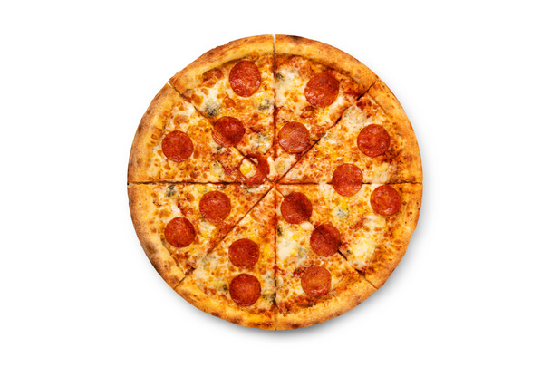 grande pizza savoureuse sur fond blanc - Photo, image
