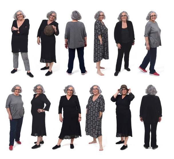the same woman with different outfits on white background - Photo, Image