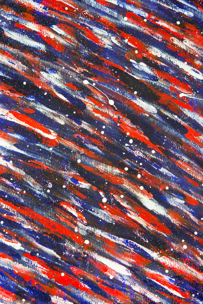 Hell bunte bunte Hintergrund von Pinselstrichen mit verschiedenen Farbe Nahaufnahme. Kunst und Kreativität als Hintergrund. Rote, blaue, weiße Farbstriche. Kunst und Zeichenkonzept. Abstrakt - Foto, Bild