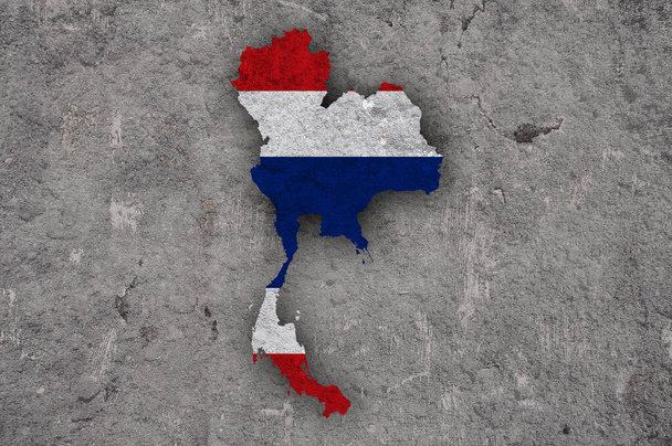 Map and flag of Thailand on weathered concrete - Photo, Image