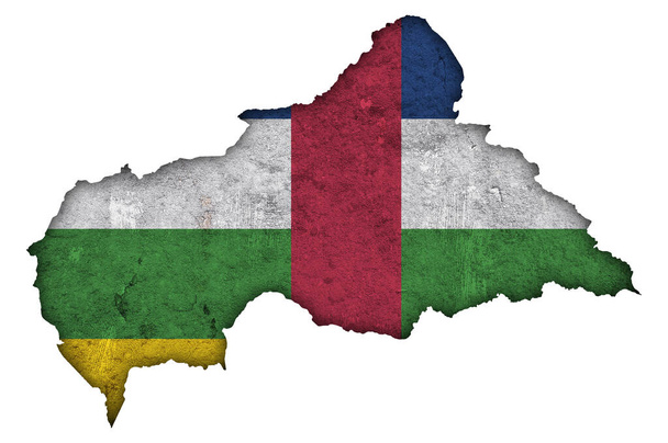 Карта и флаг Центральноафриканской Республики на выветренном бетоне - Фото, изображение