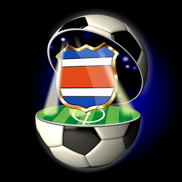 Balle de football ouverte avec crête du Costa Rica
 - Photo, image