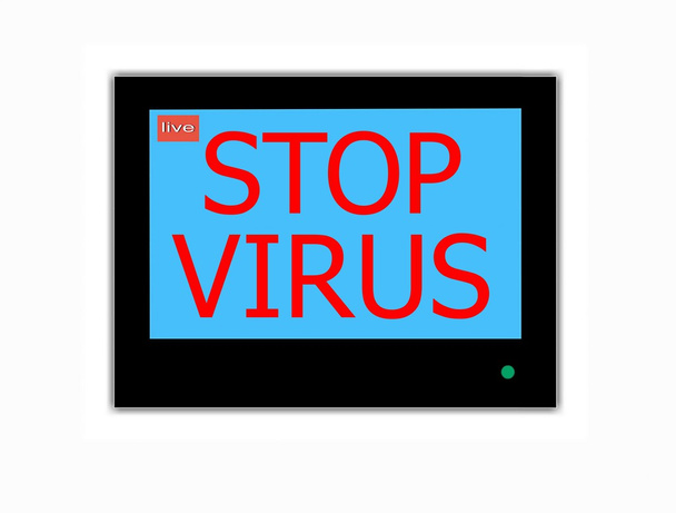 hasłem przystanek wirusa na ekranie telewizora - Zdjęcie, obraz