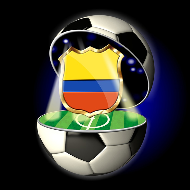 Pelota de fútbol abierta con cresta de Colombia
 - Foto, imagen