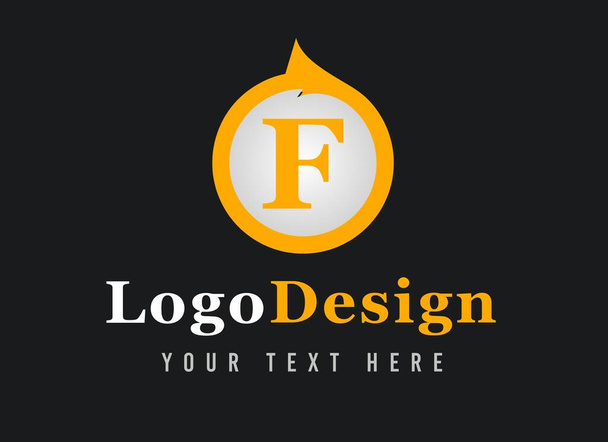 Επιστολή F Λογότυπο Σχεδιασμός. Το μήνυμά σου εδώ. Πρότυπο λογότυπου σε μαύρο φόντο. - Φωτογραφία, εικόνα