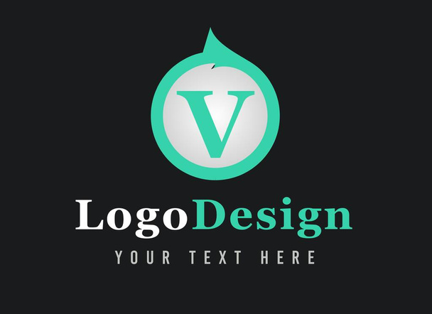 Letra V Diseño de Logo. Tu texto aquí. Logo Plantilla sobre fondo negro. - Foto, Imagen