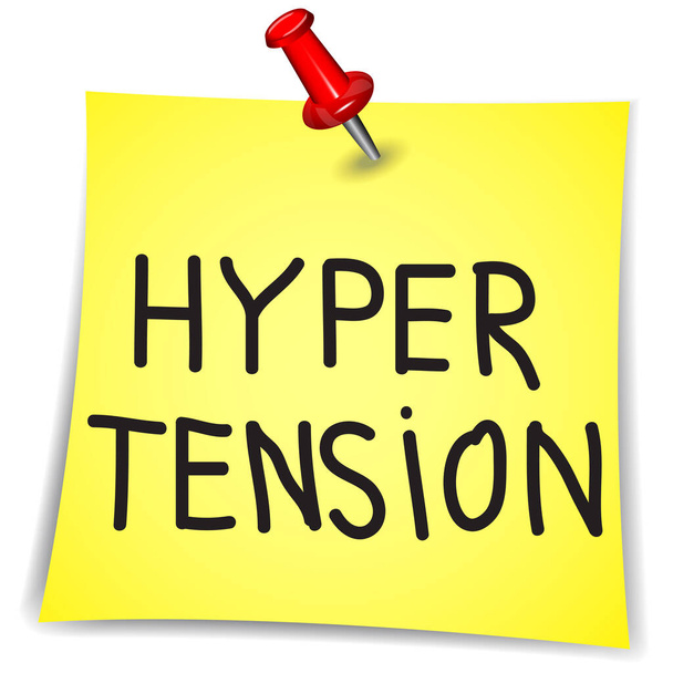 Hyper tension word on a Note Paper with pin on white background - Vector, Image
