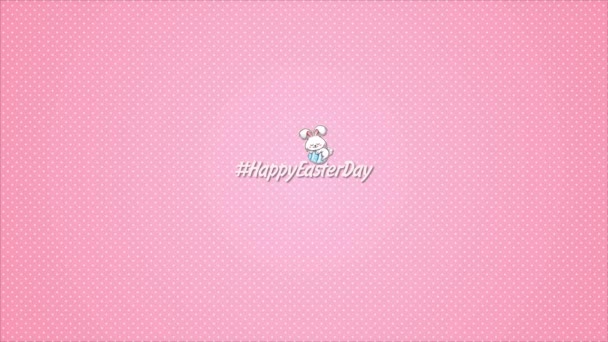 Schattig konijntje, paaskaart op roze achtergrond - Video