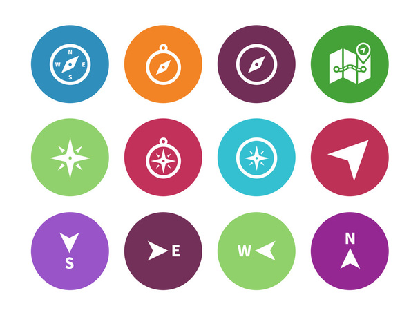 Compass circle icons on white background. - Vector, Imagen