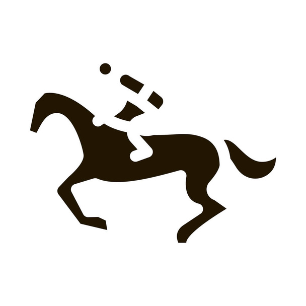 Correre vettore icona glifo cavallo. Segno del cavallo in corsa. illustrazione simbolo isolato - Vettoriali, immagini