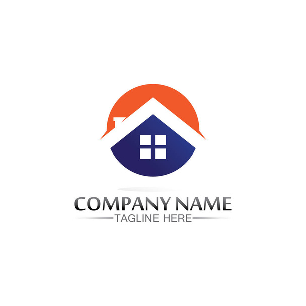Bauen Home Logo, Haus-Logo, Architektur, Symbol, Wohnsitz und Stadt, Stadt, Design und Fenster, Immobilien, Firmenlogo, Vektor Home - Vektor, Bild