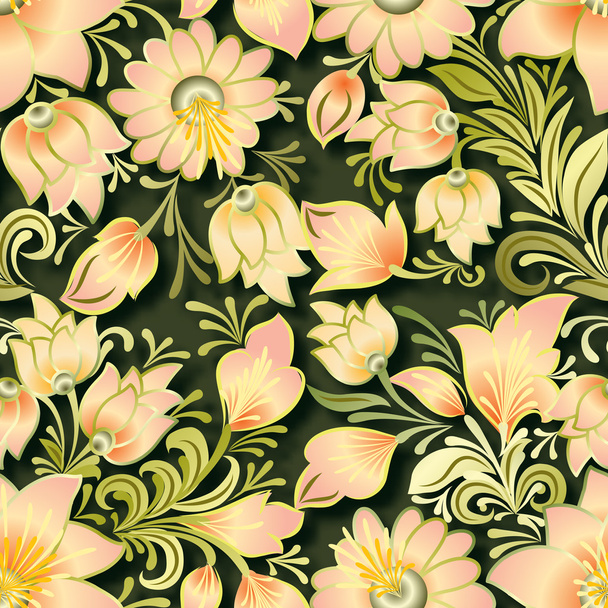 абстрактный винтажный бесшовный цветочный орнамент
 - Вектор,изображение
