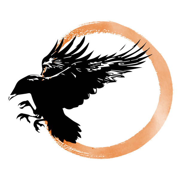 Рука намальована ворона на фоні сепії Векторні ілюстрації
. - Вектор, зображення