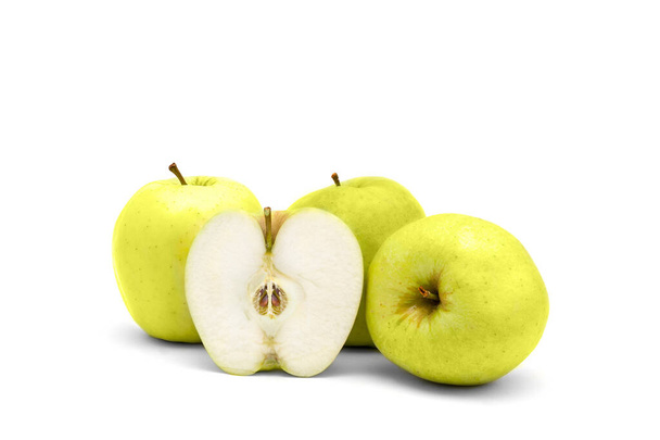 Suculentas maçãs deliciosas douradas maduras isoladas em um fundo branco - Foto, Imagem