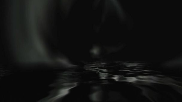 Água escura e luz misteriosa ilustração 3D - Foto, Imagem