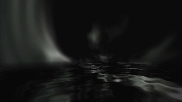 Tmavá voda a tajemné světlo 3D ilustrace - Fotografie, Obrázek
