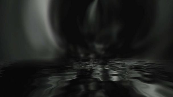 暗い水と神秘的な光の3Dイラスト - 写真・画像