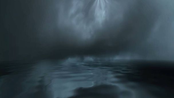 Agua oscura e iluminación misteriosa 3D ilustración - Foto, Imagen