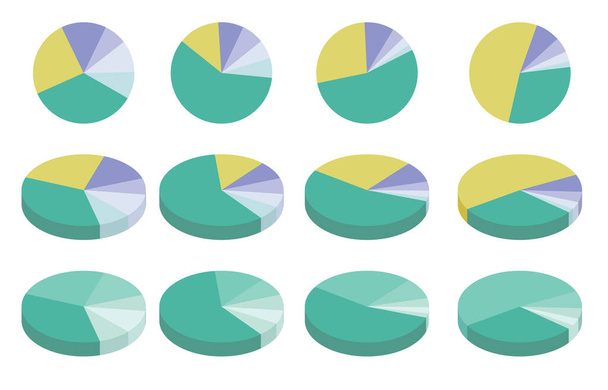 Conjunto de diagramas isométricos de círculo de gráfico de pastel - Vector, imagen