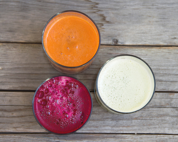 Fresh  juices - red beet, cabbage and carrot - Photo, Image