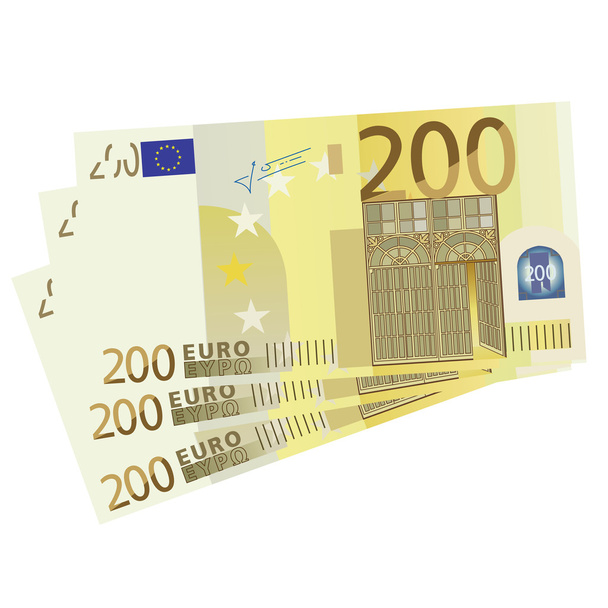 vector tekening van een 3 x 200 euro rekeningen - Vector, afbeelding