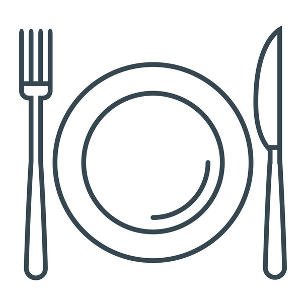 посуд столові прибори значок посуду в стилі контур
 - Вектор, зображення