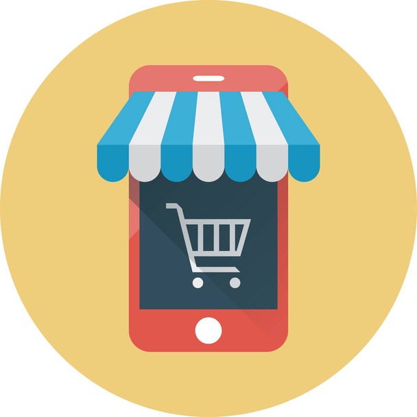 e-commerce mobile shop icon in Flat style - Vektori, kuva