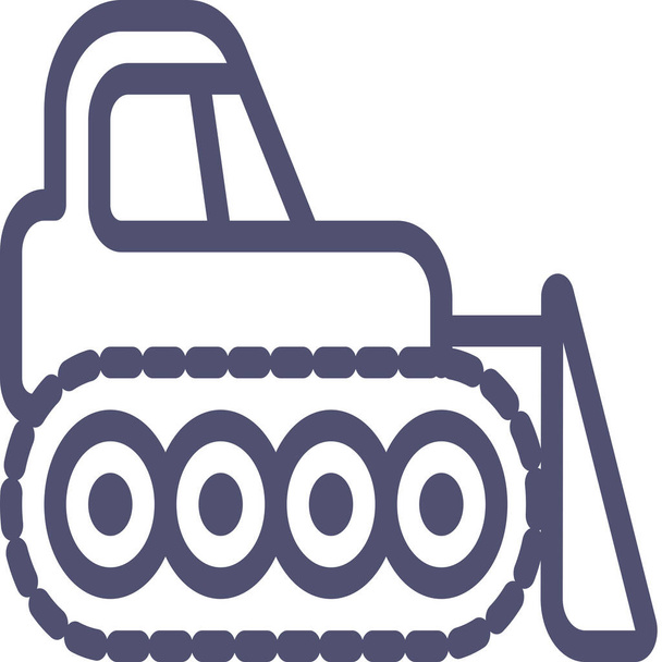 bulldozer icono de construcción de oruga en estilo Outline - Vector, imagen