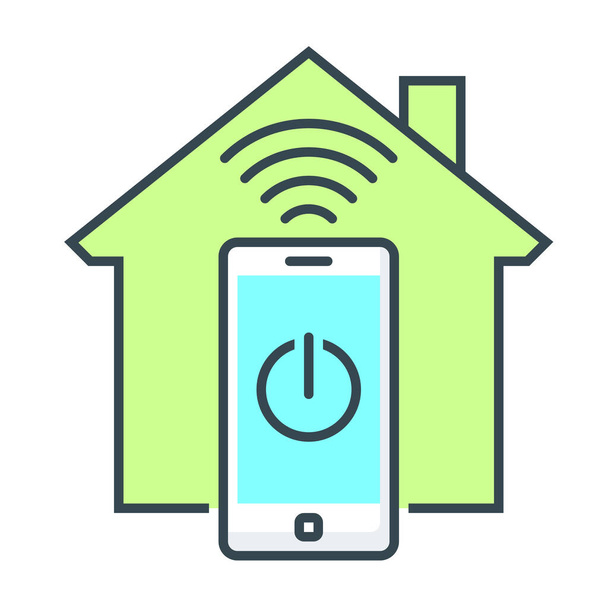 dom mobile smart ikona w stylu wypełnione zarys - Wektor, obraz