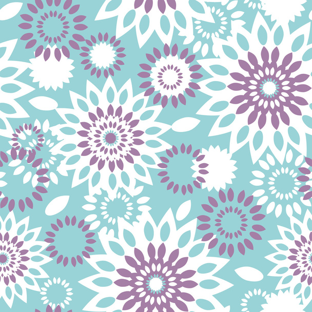Purple and blue floral abstract seamless pattern background - Vector, Image