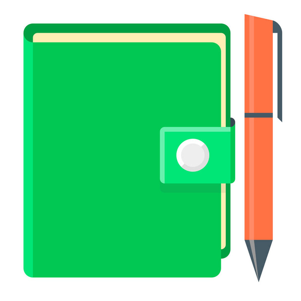 diario de notas icono de cuaderno en estilo plano - Vector, Imagen