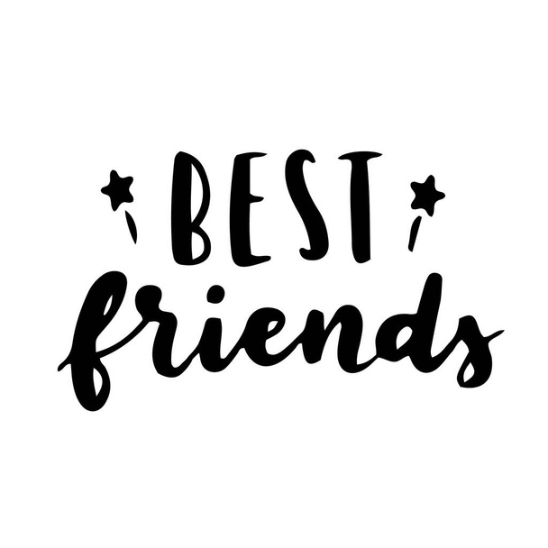 Premium Vector  Happy friendship day cute hand lettering best friends  forever greeting card typography template modern calligraphy design  elements quotes friend phrase