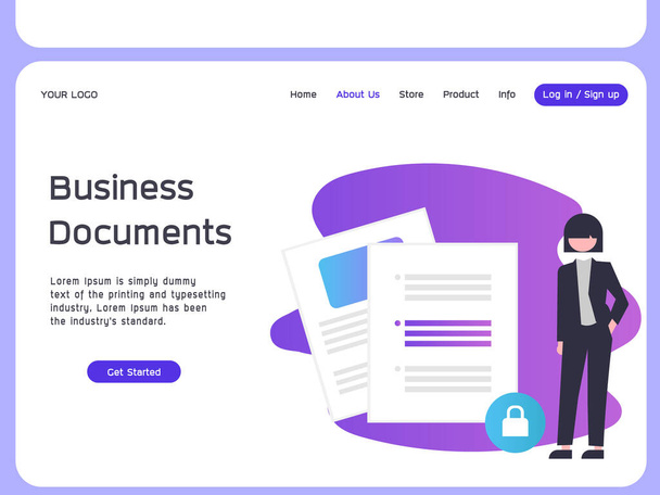 Business Document, Business website template design - vector illustration - Photo, Image
