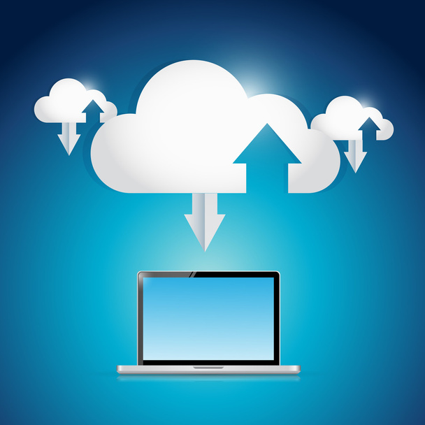 laptop and cloud info connection illustration - Photo, image