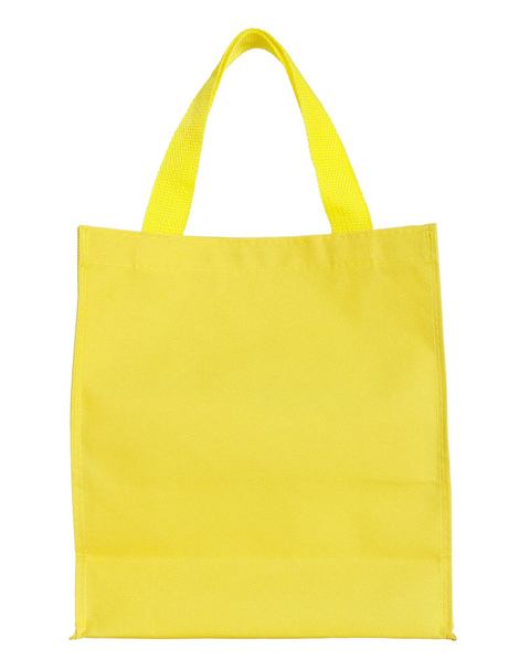 cli を使用した白い背景上に分離されて黄色キャンバス ショッピング バッグ - 写真・画像