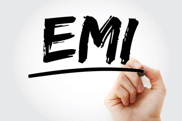EMI - acrônimo de prestação mensal equiparado com marcador, fundo do conceito de negócio - Foto, Imagem