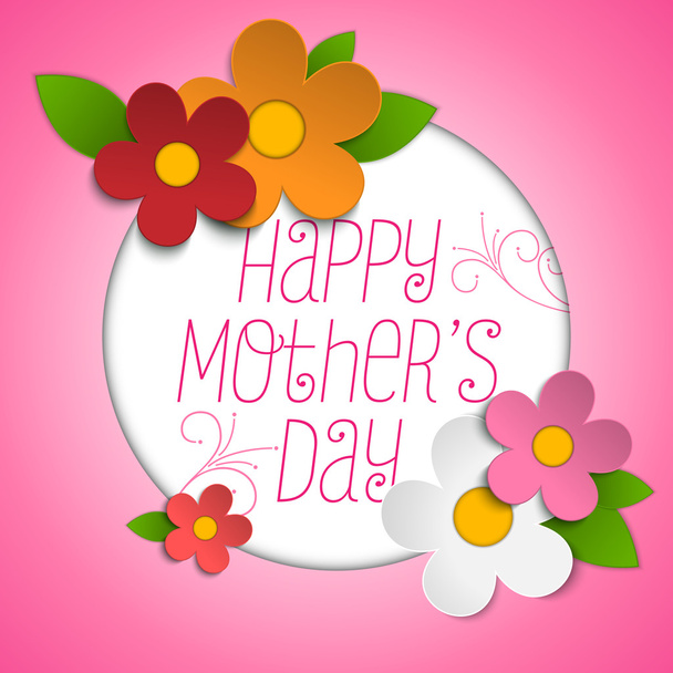 Happy Mothers Day Card with Flowers - Vector, Image