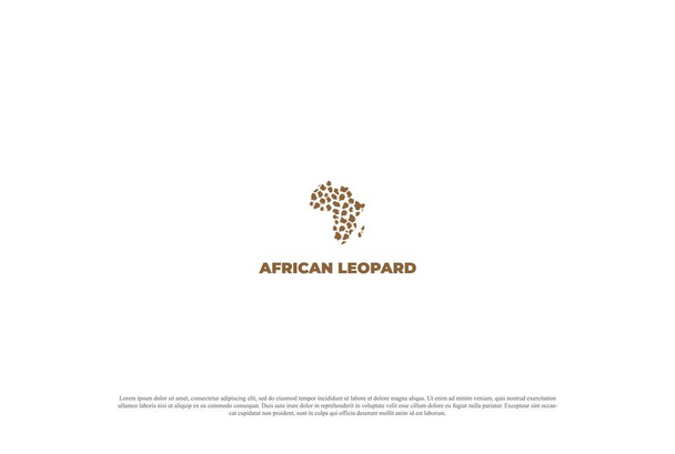 African Map with Leopard or Cheetah Fur for Wildlife Safari Logo Design Vector - Διάνυσμα, εικόνα