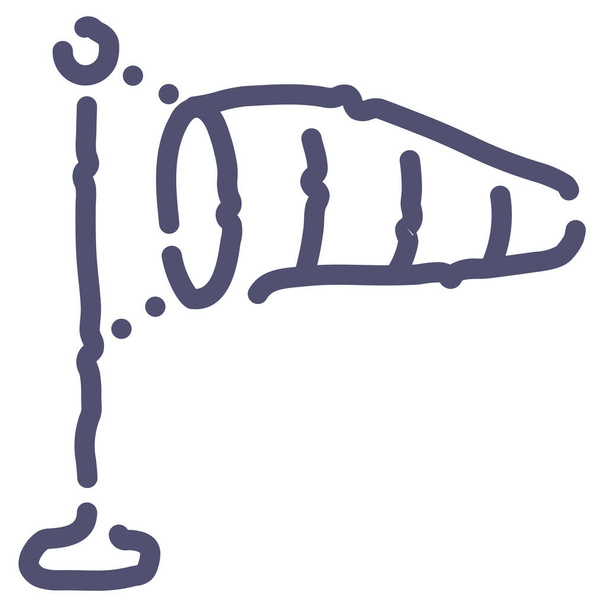 Icono de dirección del anemómetro de flujo de aire en estilo Esquema - Vector, imagen