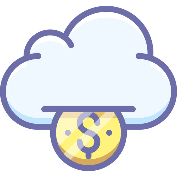 cloud funding money icon in Filled outline style - Vector, imagen
